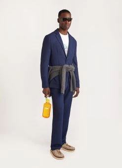 Tailored Blazer | Tech Pique Weave | Navy -Urban Wear Shop PERCIVAL MENSWEAR NAVY WAFFLE SUIT22