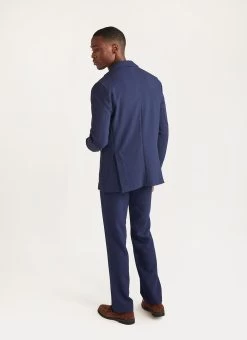 Tailored Blazer | Tech Pique Weave | Navy -Urban Wear Shop PERCIVAL MENSWEAR NAVY WAFFLE SUIT3