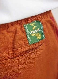 Nettle Shorts | Printed Linen | Brick -Urban Wear Shop PERCIVAL MENSWEAR NETTLE SHORTS BRICK 6