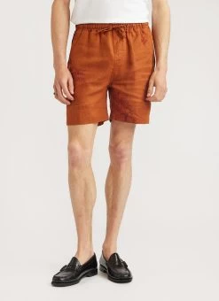 Nettle Shorts | Printed Linen | Brick