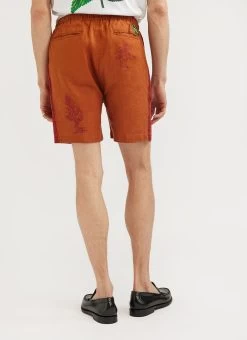 Nettle Shorts | Printed Linen | Brick -Urban Wear Shop PERCIVAL MENSWEAR NETTLE SHORTS BRICK5