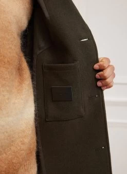 Trench Coat | Melton Wool | Olive -Urban Wear Shop PERCIVAL MENSWEAR OLIVE TRENCH COAT5