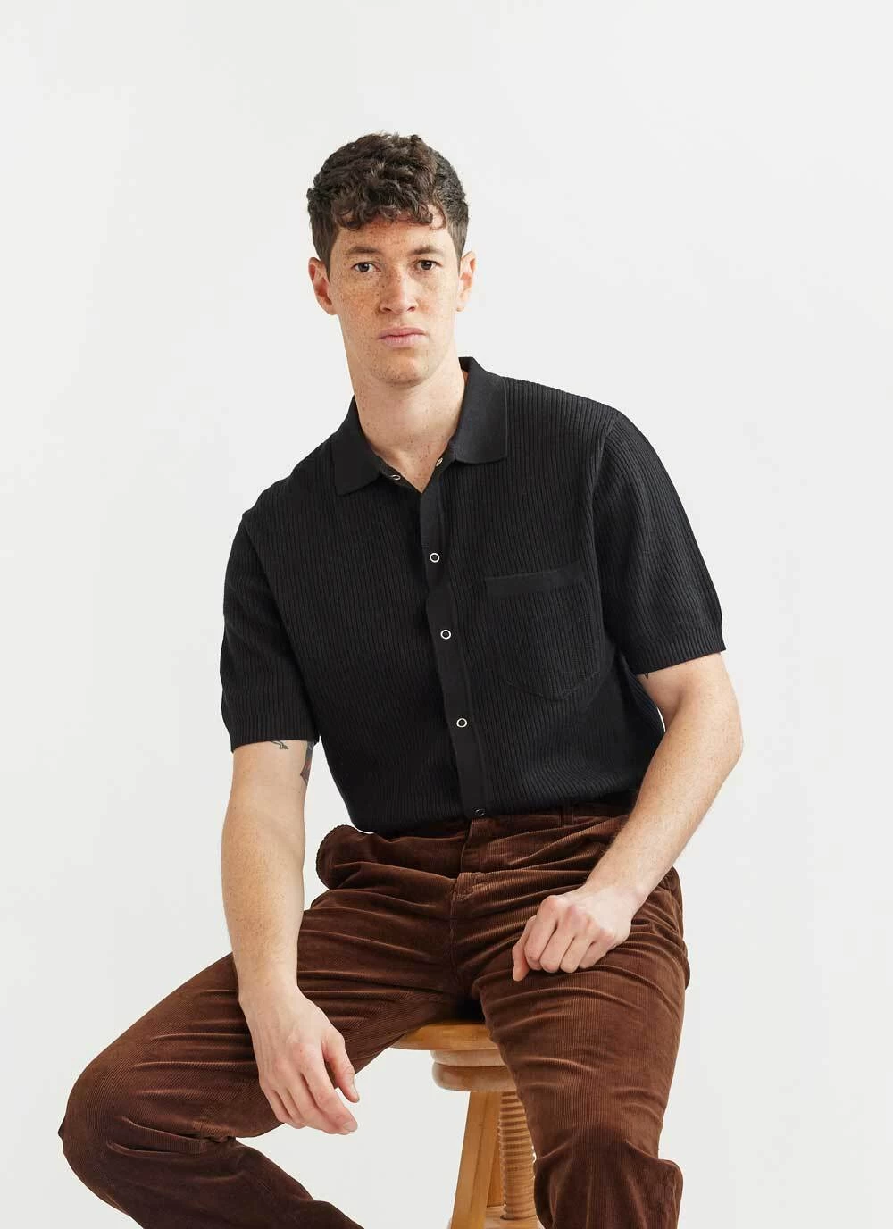 Pablo Cuban Shirt | Knitted Cotton | Black 14 Pablo Cuban Shirt | Knitted Cotton | Black - Image 12