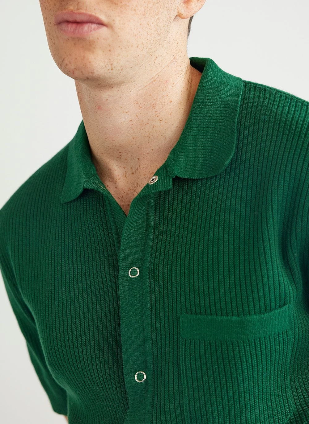 Pablo Cuban Shirt | Knitted Cotton | Forest 8 Pablo Cuban Shirt | Knitted Cotton | Forest - Image 6