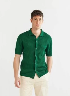 Pablo Cuban Shirt | Knitted Cotton | Forest