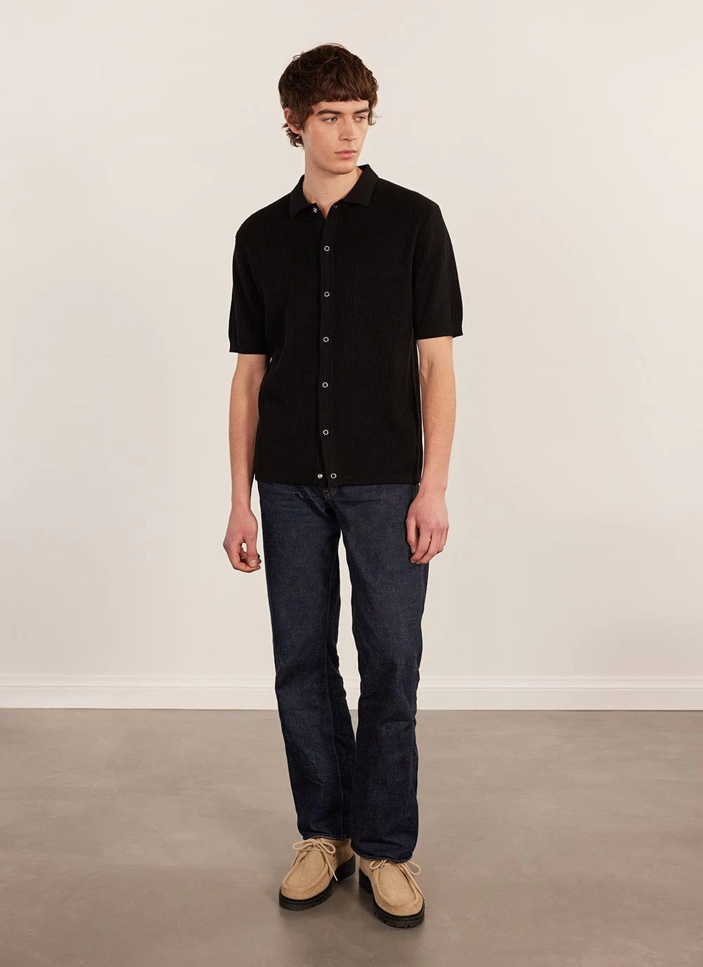 Pablo Cuban Shirt | Knitted Cotton | Black 6 Pablo Cuban Shirt | Knitted Cotton | Black - Image 4
