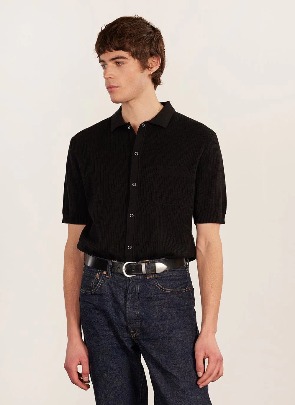 Pablo Cuban Shirt | Knitted Cotton | Black 5 Pablo Cuban Shirt | Knitted Cotton | Black - Image 3