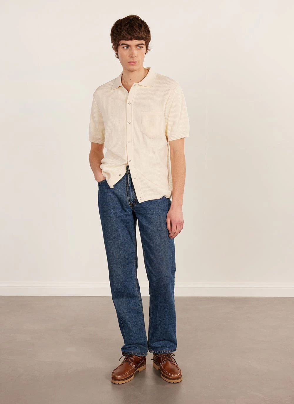 Pablo Cuban Shirt | Knitted Cotton | Cream 5 Pablo Cuban Shirt | Knitted Cotton | Cream - Image 3