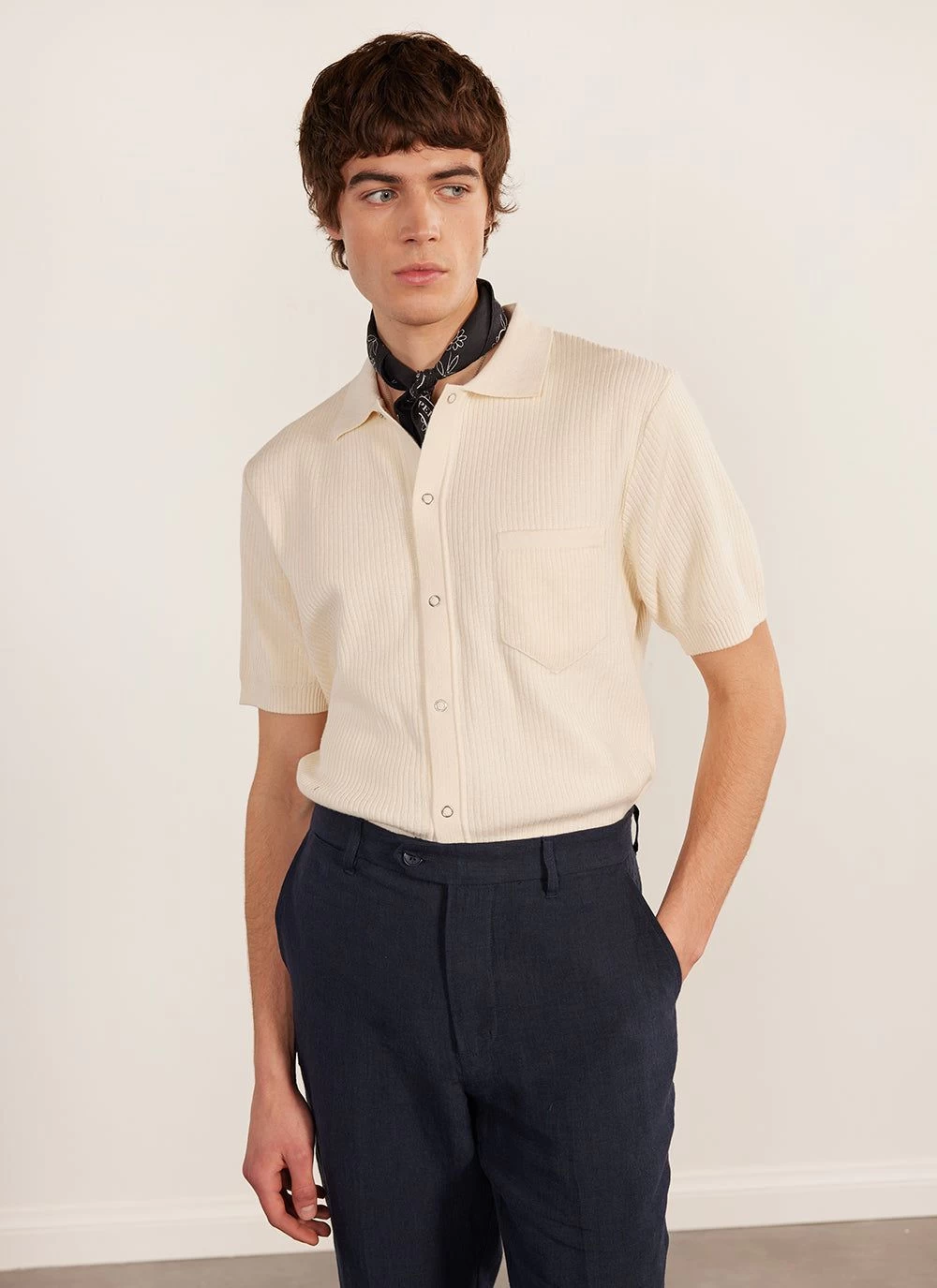 Pablo Cuban Shirt | Knitted Cotton | Cream 9 Pablo Cuban Shirt | Knitted Cotton | Cream - Image 7