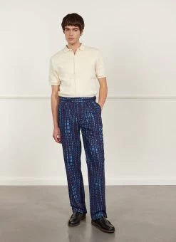 Pleated Tailored Trousers | Palmer Dye | Indigo -Urban Wear Shop PERCIVAL MENSWEAR PALMER DYE TROUSERS