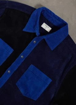 Patchwork Pearce Oversized Shirt | Corduroy | Blue Multi 19 Patchwork Pearce Oversized Shirt | Corduroy | Blue Multi -Urban Wear Shop PERCIVAL MENSWEAR PATCHWORK PEARCE CORD SHIRT BLUE 14
