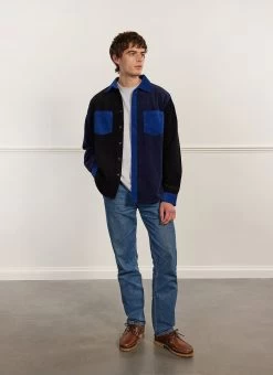 Patchwork Pearce Oversized Shirt | Corduroy | Blue Multi 15 Patchwork Pearce Oversized Shirt | Corduroy | Blue Multi -Urban Wear Shop PERCIVAL MENSWEAR PATCHWORK PEARCE CORD SHIRT BLUE4