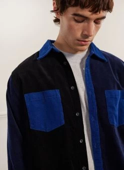 Patchwork Pearce Oversized Shirt | Corduroy | Blue Multi 18 Patchwork Pearce Oversized Shirt | Corduroy | Blue Multi -Urban Wear Shop PERCIVAL MENSWEAR PATCHWORK PEARCE CORD SHIRT BLUE5