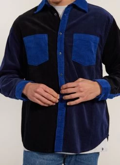 Patchwork Pearce Oversized Shirt | Corduroy | Blue Multi 14 Patchwork Pearce Oversized Shirt | Corduroy | Blue Multi -Urban Wear Shop PERCIVAL MENSWEAR PATCHWORK PEARCE CORD SHIRT BLUE6