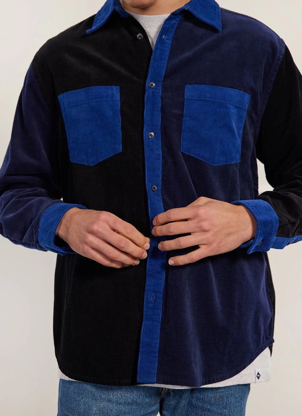 Patchwork Pearce Oversized Shirt | Corduroy | Blue Multi 6 Patchwork Pearce Oversized Shirt | Corduroy | Blue Multi - Image 4