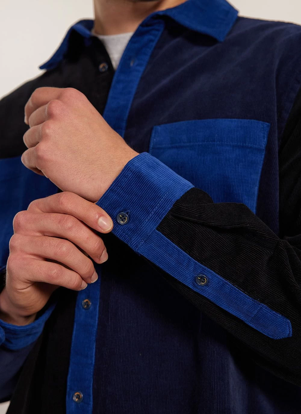 Patchwork Pearce Oversized Shirt | Corduroy | Blue Multi 4 Patchwork Pearce Oversized Shirt | Corduroy | Blue Multi - Image 2