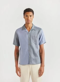 Patchwork Cuban Linen Shirt | Blue Multi