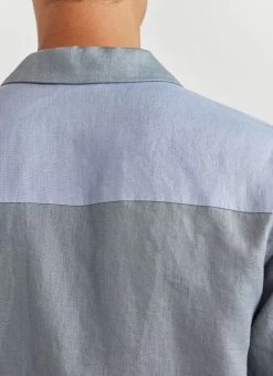 Patchwork Cuban Linen Shirt | Blue Multi 18 Patchwork Cuban Linen Shirt | Blue Multi -Urban Wear Shop PERCIVAL MENSWEAR PATCH WORK CUBAN LINEN SHIRT BLUE 3