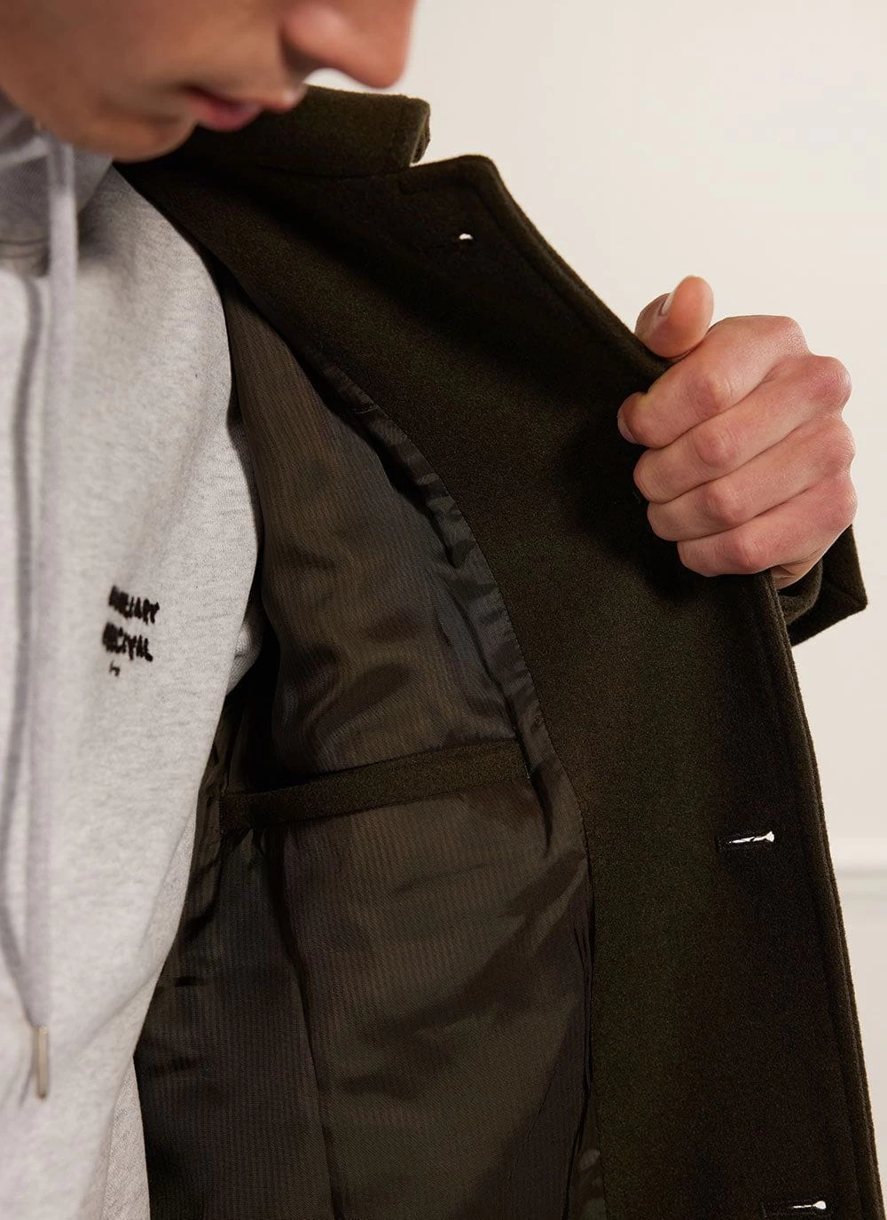 Pea Coat | Melton Wool | Olive 8 Pea Coat | Melton Wool | Olive - Image 6