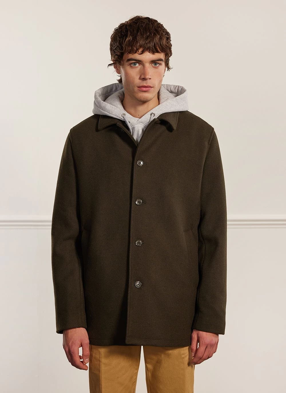 Pea Coat | Melton Wool | Olive 5 Pea Coat | Melton Wool | Olive - Image 3