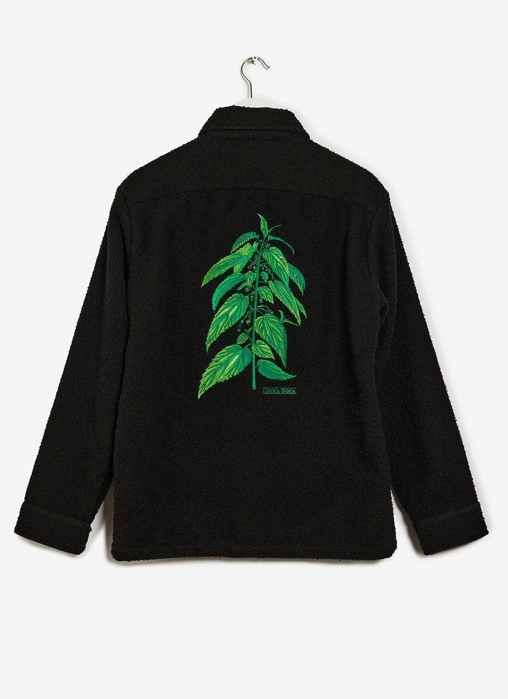 Nettle Embroidered Blanket Overshirt | Casentino Wool | Black 3 Nettle Embroidered Blanket Overshirt | Casentino Wool | Black