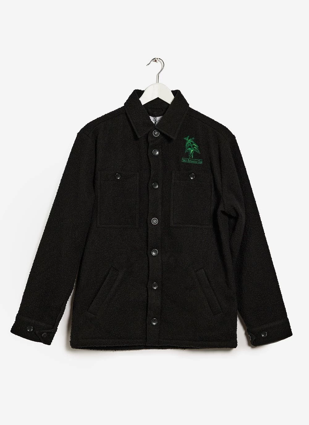 Nettle Embroidered Blanket Overshirt | Casentino Wool | Black 4 Nettle Embroidered Blanket Overshirt | Casentino Wool | Black - Image 2