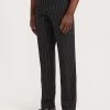 Pinstripe Tailored Trousers | Wool | Black -Urban Wear Shop PERCIVAL MENSWEAR PINSTRIPE STRAIGHT LEG TAILORED TROUSERS BLACK1