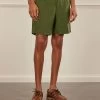 Pleated Linen Shorts | Forest -Urban Wear Shop PERCIVAL MENSWEAR PLEATED LINEN SHORTS FOREST2