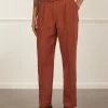 Pleated Tailored Trousers | Linen | Rust -Urban Wear Shop PERCIVAL MENSWEAR PLEATED TROUSER ESPRESSO1