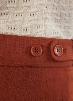 Pleated Tailored Trousers | Linen | Rust -Urban Wear Shop PERCIVAL MENSWEAR PLEATED TROUSER ESPRESSO3