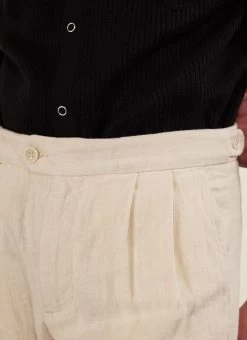 Pleated Tailored Trousers | Linen | Stone -Urban Wear Shop PERCIVAL MENSWEAR PLEATED TROUSER NATURAL1