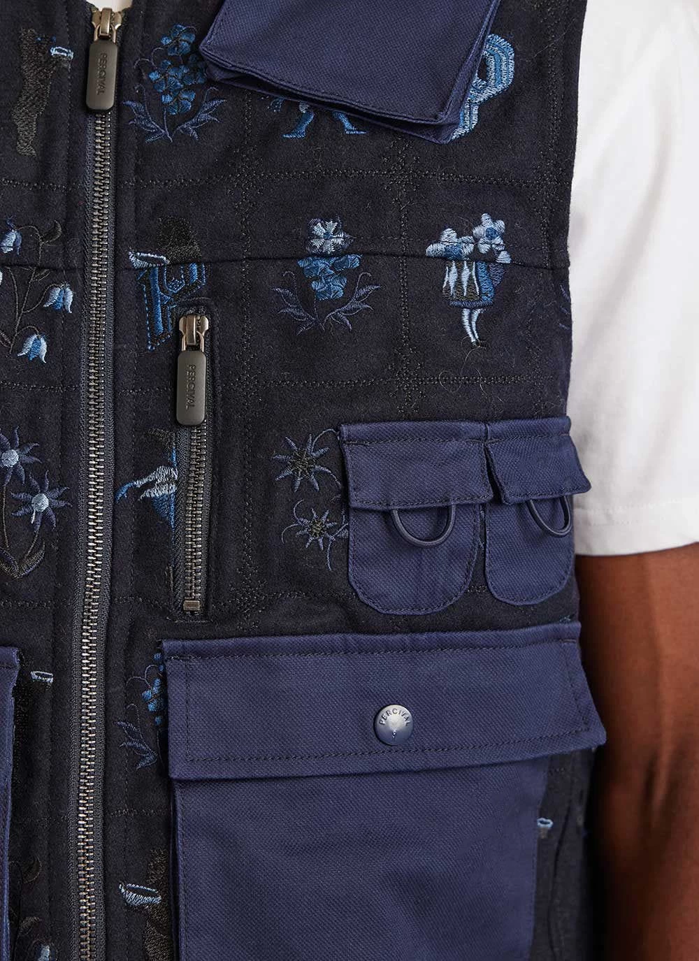 Saga Tapestry Gilet | Embroidered Wool | Navy 5 Saga Tapestry Gilet | Embroidered Wool | Navy - Image 3