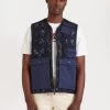 Saga Tapestry Gilet | Embroidered Wool | Navy