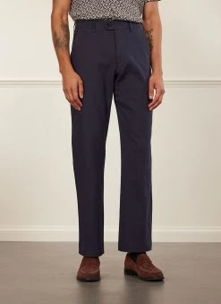 Tailored Seersucker Trousers | Navy