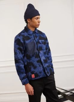 Jacquard Teddy Fleece Overshirt | Wool | Navy