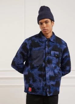 Jacquard Teddy Fleece Overshirt | Wool | Navy -Urban Wear Shop PERCIVAL MENSWEAR SHELL SHIRT NAVY5