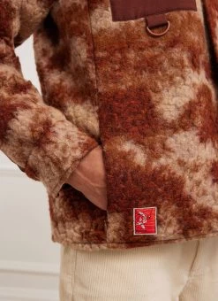 Jacquard Teddy Fleece Overshirt | Wool | Rust -Urban Wear Shop PERCIVAL MENSWEAR SHELL SHIRT RUST 10