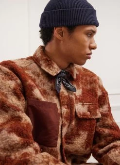 Jacquard Teddy Fleece Overshirt | Wool | Rust -Urban Wear Shop PERCIVAL MENSWEAR SHELL SHIRT RUST 16