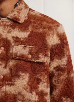 Jacquard Teddy Fleece Overshirt | Wool | Rust -Urban Wear Shop PERCIVAL MENSWEAR SHELL SHIRT RUST 7
