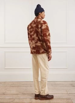 Jacquard Teddy Fleece Overshirt | Wool | Rust -Urban Wear Shop PERCIVAL MENSWEAR SHELL SHIRT RUST11