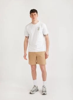Windowpane Shorts | Seersucker | Tan -Urban Wear Shop PERCIVAL MENSWEAR SHORTS ECRU SEERSUCKER