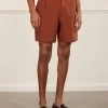 Pleated Linen Shorts | Rust -Urban Wear Shop PERCIVAL MENSWEAR SHORTS ESPRESSO2