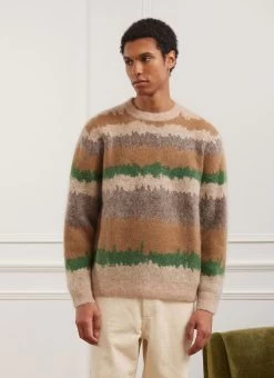 Showa Stripe Crew Neck | Mohair | Multi -Urban Wear Shop PERCIVAL MENSWEAR SHOWA STRIPE CREWNECK