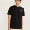 Spaceman Auxiliary T Shirt | Embroidered Organic Cotton | Black