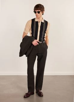 Striped Knitted Shirt | Percival X Ilaria | Black With Cream -Urban Wear Shop PERCIVAL MENSWEAR STRIPED KNITTED SHIRT BLACK WITH ECRU15