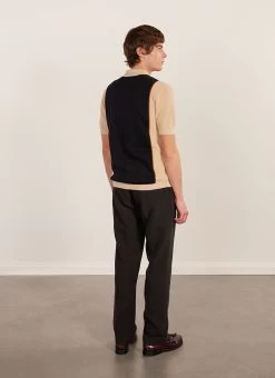 Striped Knitted Shirt | Percival X Ilaria | Black With Cream -Urban Wear Shop PERCIVAL MENSWEAR STRIPED KNITTED SHIRT BLACK WITH ECRU3