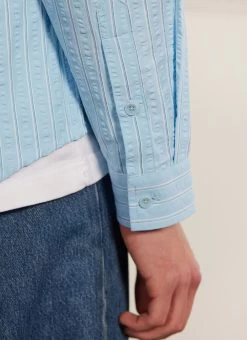 Stripe Pearce Oversized Shirt | Light Blue -Urban Wear Shop PERCIVAL MENSWEAR STRIPE PEARCE SHIRT LIGHT BLUE 8