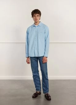 Stripe Pearce Oversized Shirt | Light Blue -Urban Wear Shop PERCIVAL MENSWEAR STRIPE PEARCE SHIRT LIGHT BLUE3