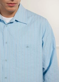 Stripe Pearce Oversized Shirt | Light Blue -Urban Wear Shop PERCIVAL MENSWEAR STRIPE PEARCE SHIRT LIGHT BLUE4