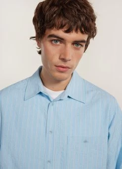 Stripe Pearce Oversized Shirt | Light Blue -Urban Wear Shop PERCIVAL MENSWEAR STRIPE PEARCE SHIRT LIGHT BLUE5